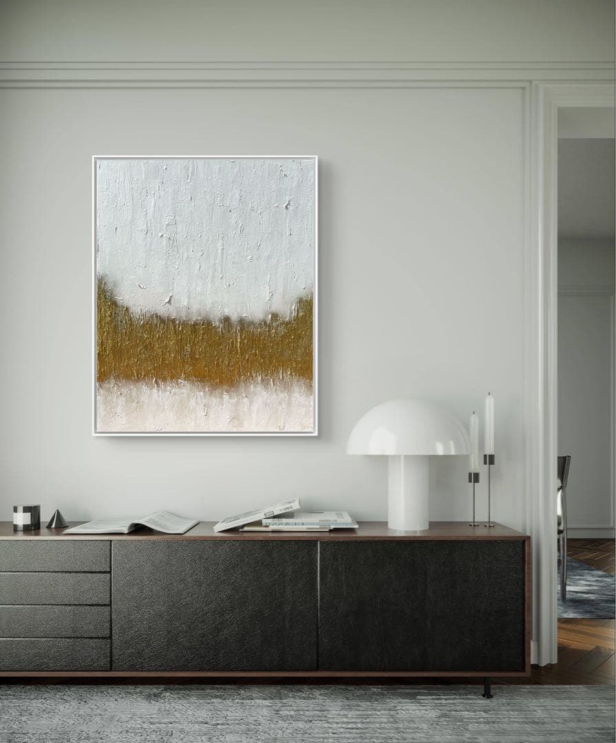 インテリア/絵画/アート/抽象画/モダン/ホテル/ホワイト/ゴールド/波動