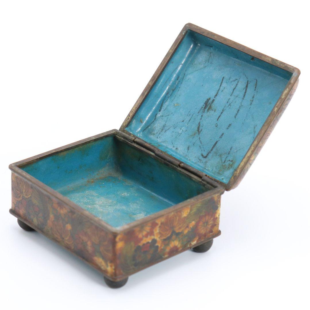 中国 七宝花尽蓋物 琺瑯彩 花詰 菊 牡丹 小箱 小物入れ 　V78　1F28