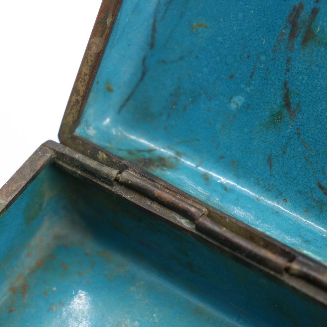 中国 七宝花尽蓋物 琺瑯彩 花詰 菊 牡丹 小箱 小物入れ 　V78　1F28