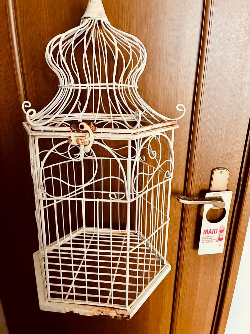 アイアン＊シャビー錆びアンティーク鉄金属エイジング＊アンティーク白い鳥かご