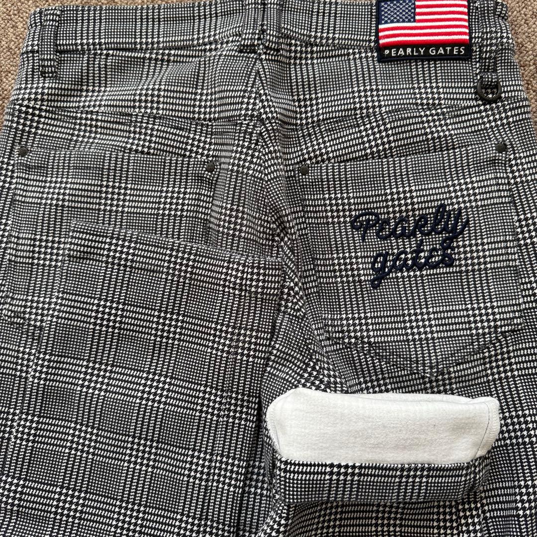 裏起毛　パーリーゲイツ　パンツ　黒　白　チェック　千鳥格子　M〜L相当　4