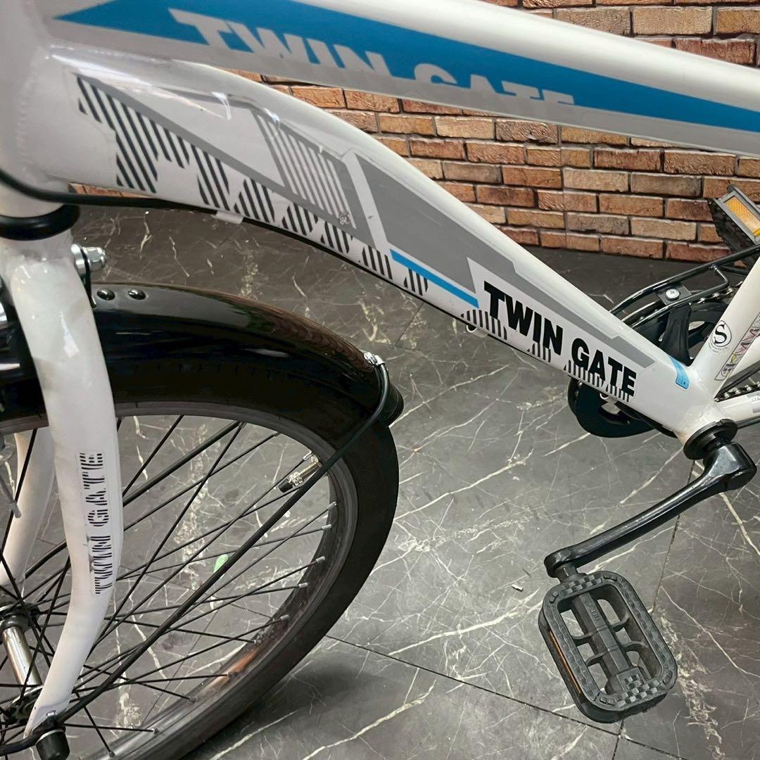 【65】子供用自転車 子供車TWIN GATE ホワイト 24インチ