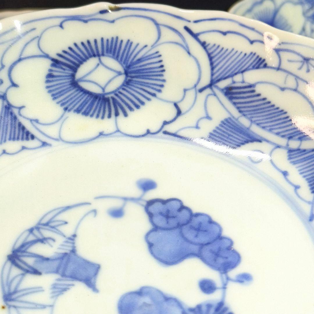古伊万里 染付け膾皿 なます皿 松竹梅 手描き 在銘 旧家蔵出美品 未使用骨董