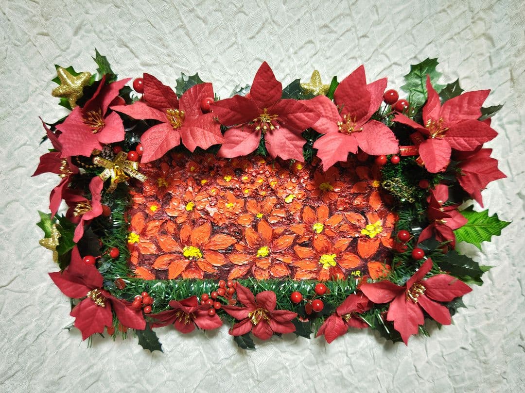 油絵 絵画 【ポインセチア畑】