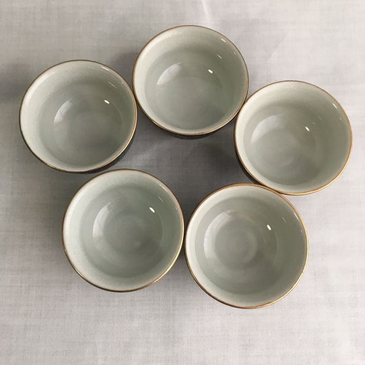 実家整理 手描き九谷焼金彩 煎茶茶器セット急須湯こぼしつき湯呑み5客