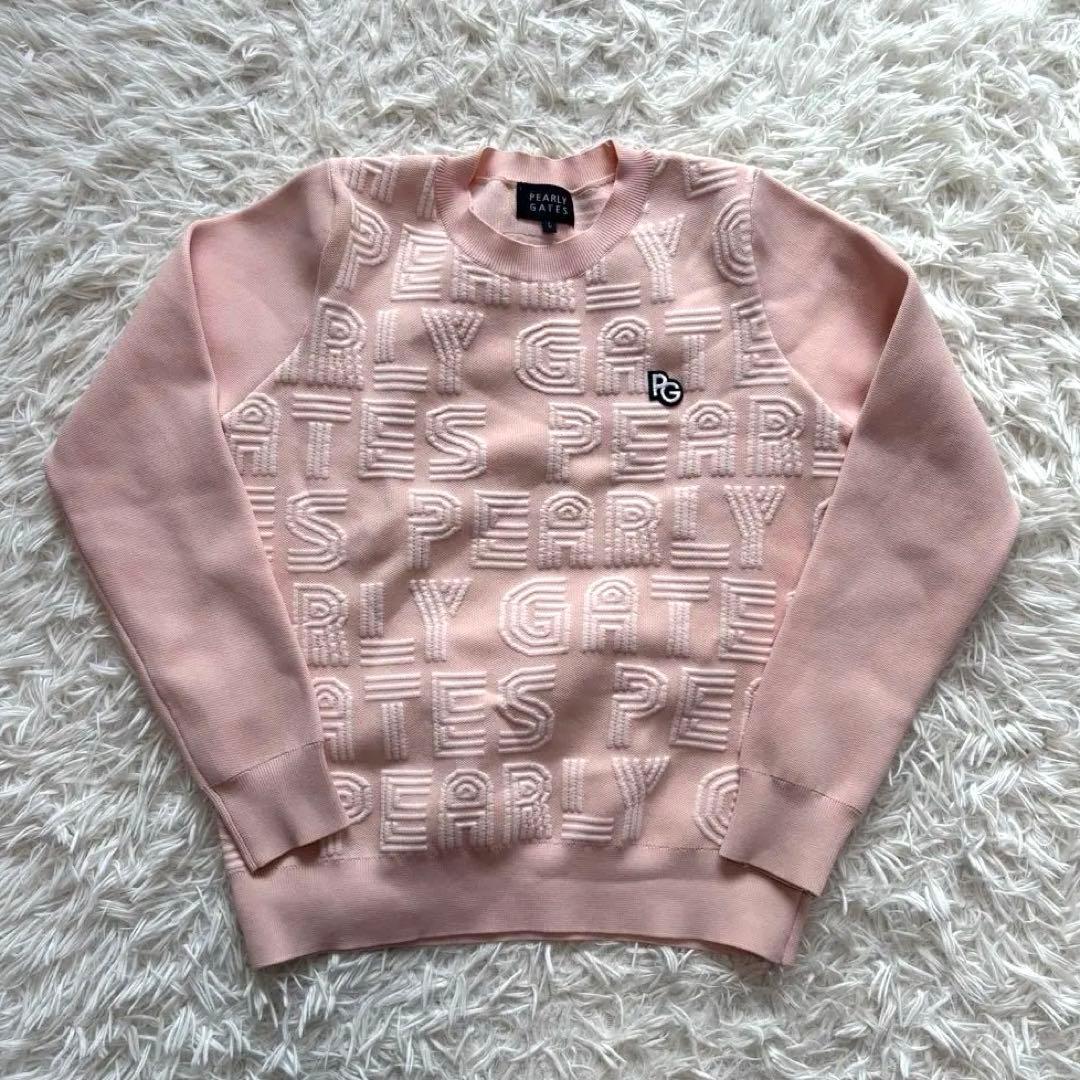 パーリーゲイツ セットアップ ニットセーター 総柄 ピンク ゴルフウェア