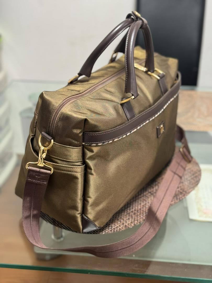 ブラウン ナイロン ボストンバッグ