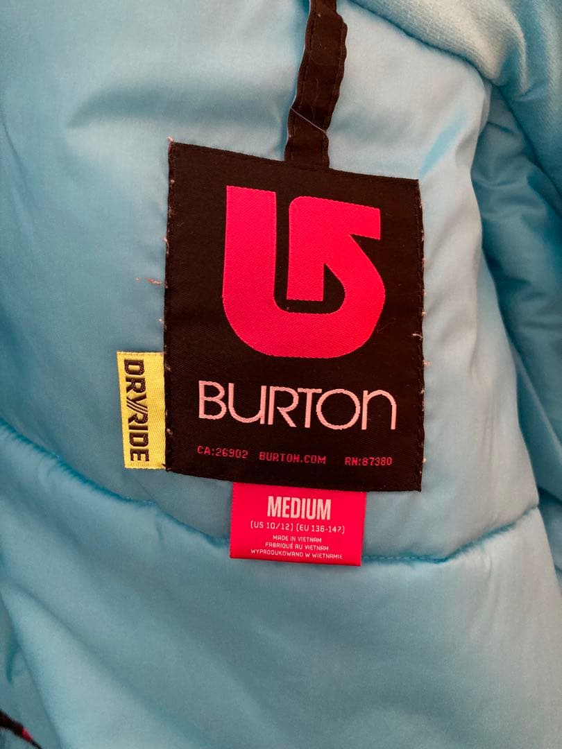 Burton スノーボードウェア M 赤/青チェック　調整可能パンツS ブラック