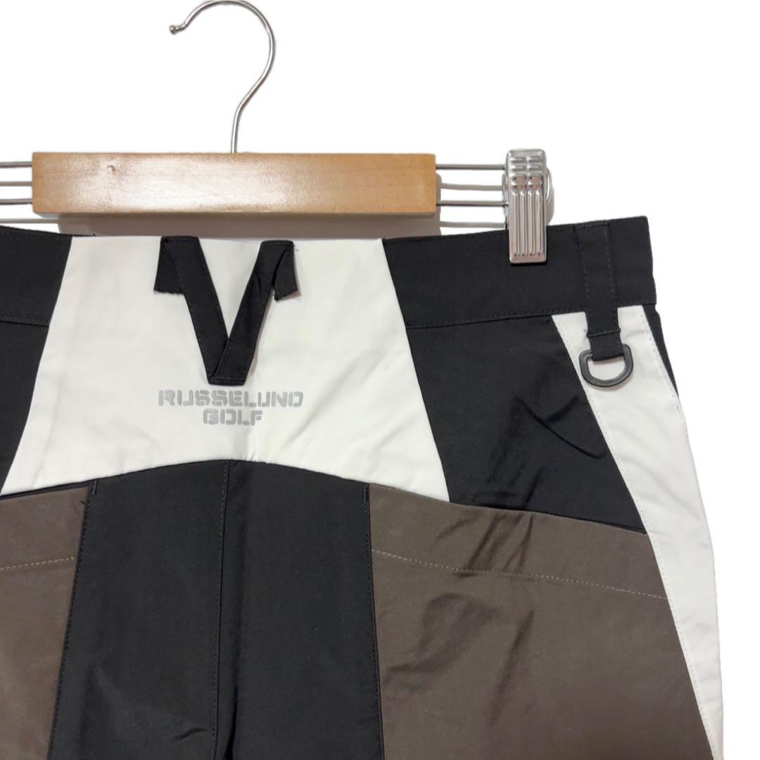 新品 ラッセルノ ゴルフ カラーパネル ショーツ ブラック XL ゴルフウェア