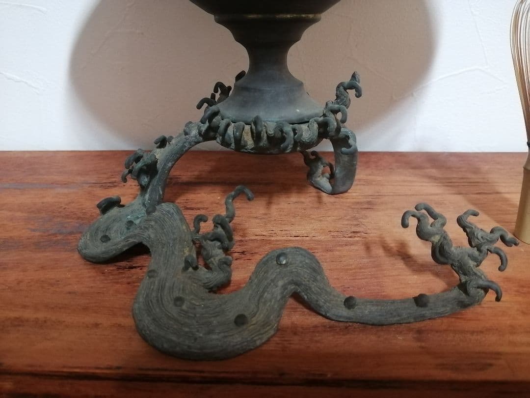 骨董 アンティーク 波濤（はとう）波模様 薄端 うすばた 華道具 花器