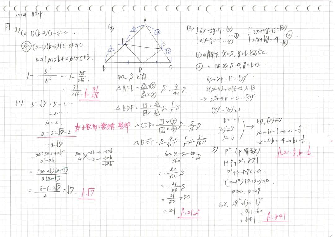 塾講師オリジナル数学解説 全問動画付!! 明中 2016～25 高校入試 過去問