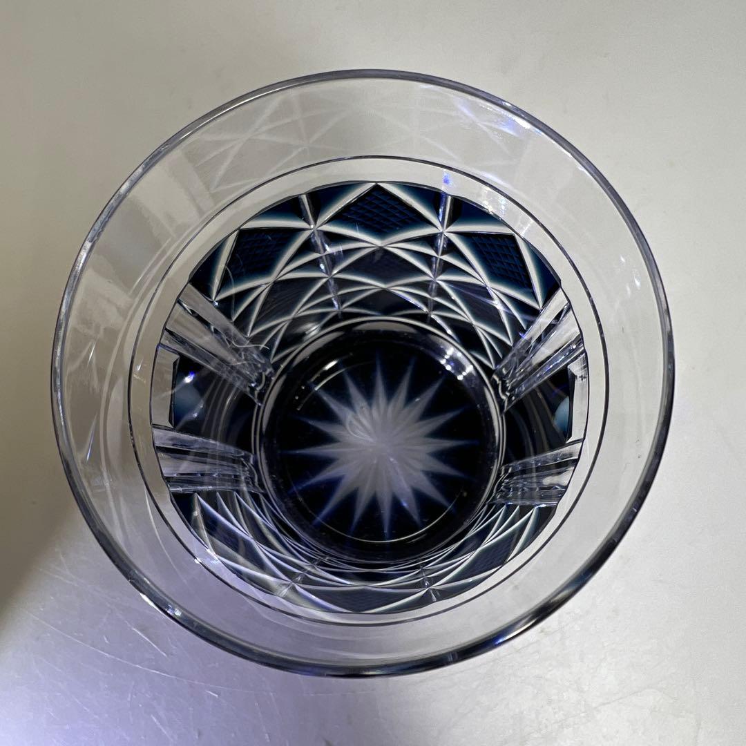 薩摩切子　島津磯斉　色被せ切子ガラス　タンブラーB 共箱　東Y7-1205☆2F