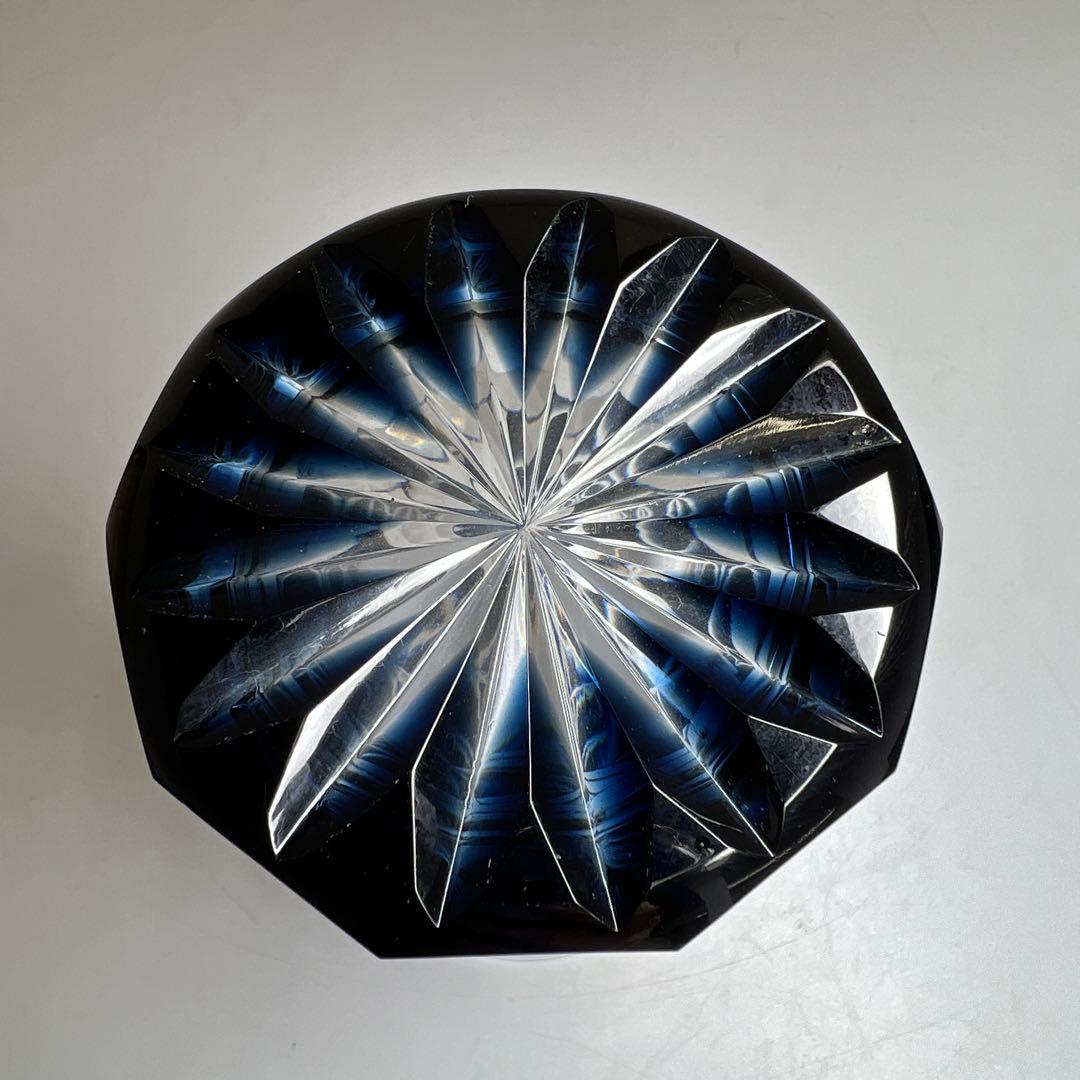 薩摩切子　島津磯斉　色被せ切子ガラス　タンブラーB 共箱　東Y7-1205☆2F