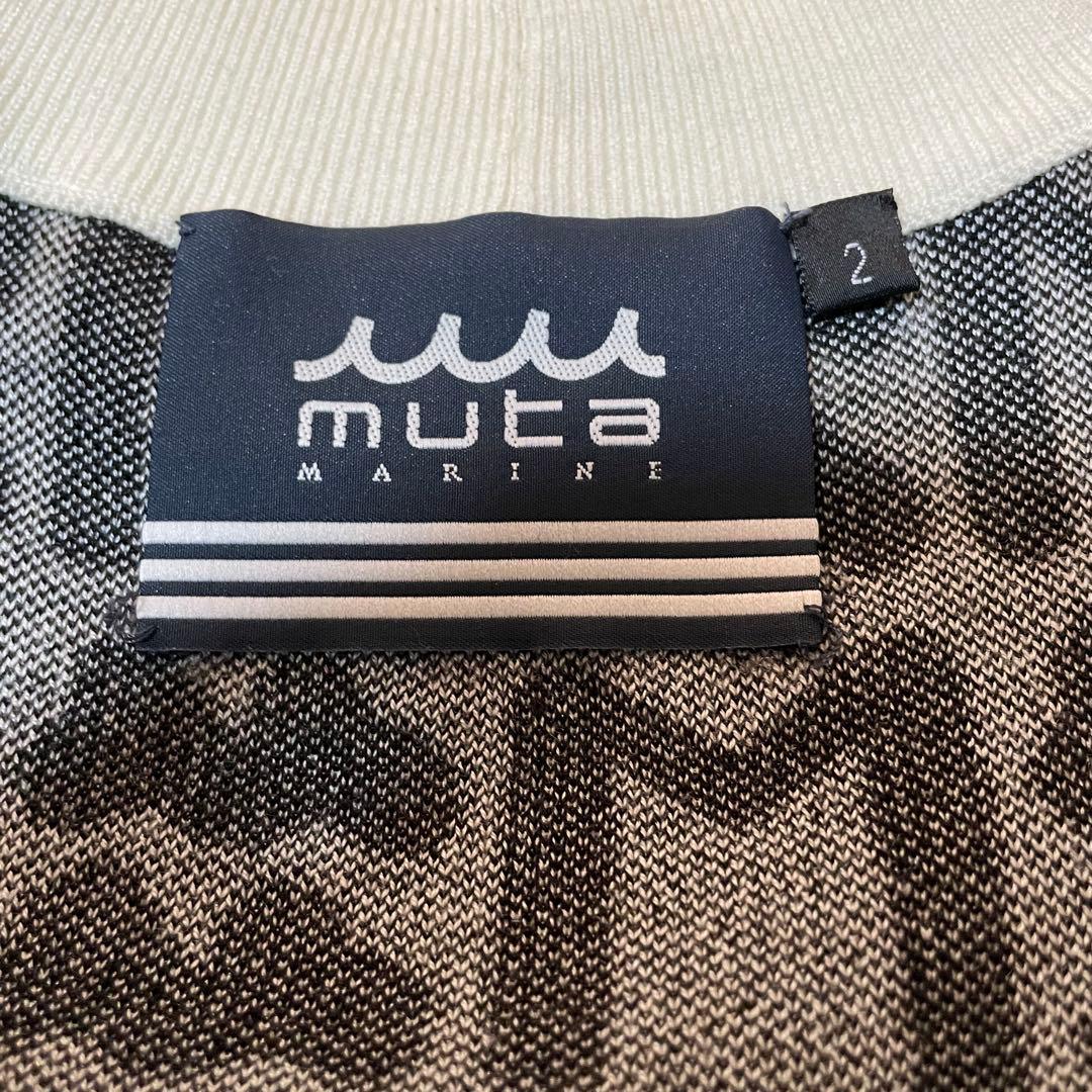 美品　muta MARINE ムータマリン　ウール混　総柄　ニットワンピース　2