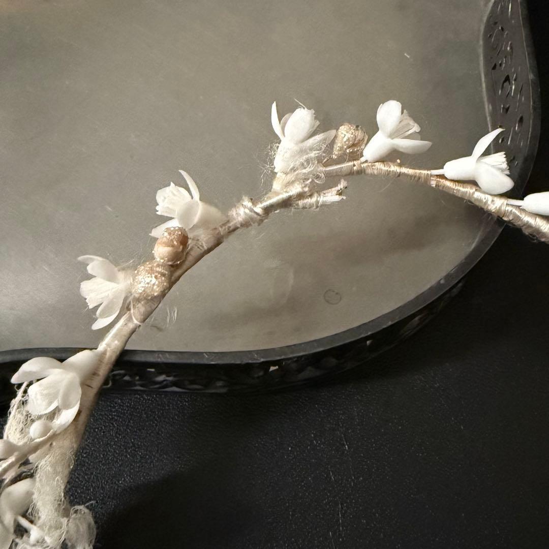 ワックスフラワーティアラ　マリアージュ　フランスアンティーク　花冠　ヘッドドレス