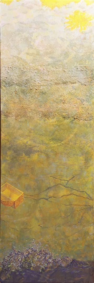 日本画2枚セット　波　浜辺　海　岩絵具