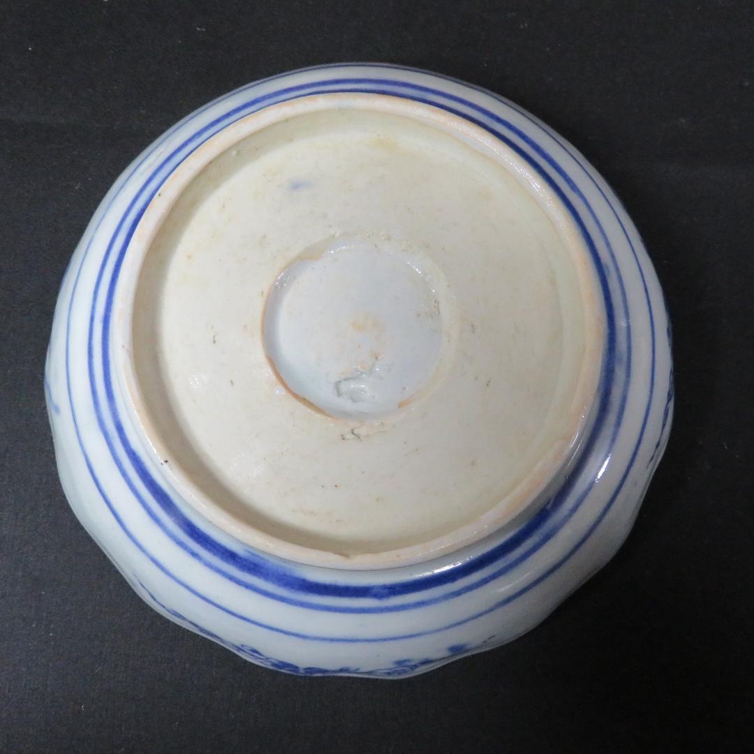 なます皿 5客 松竹梅 色絵付 見込印判 唐草 花文様 明治 木箱