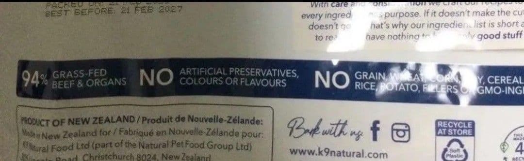 K9ナチュラル ビーフフィースト　500g&ラムフィースト500g