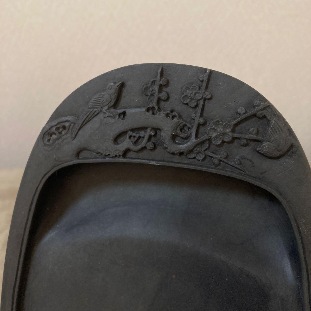 梅花坑　端渓硯　書道具　旧坑　鶯　梅