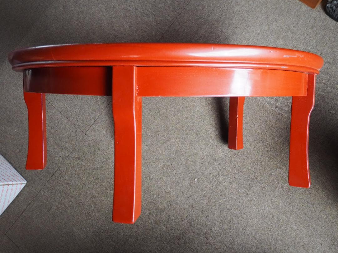 レアな大阪産根来塗　座卓　ちゃぶ台　円形　テーブル　穴あき