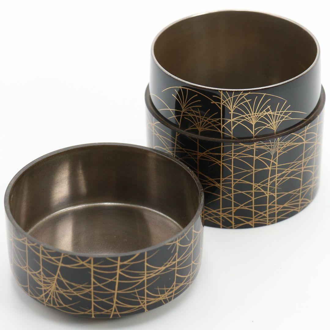 中村宗尹作 武蔵野蒔絵 面中次 内銀溜塗 薄茶器 茶道具 共箱　SB983