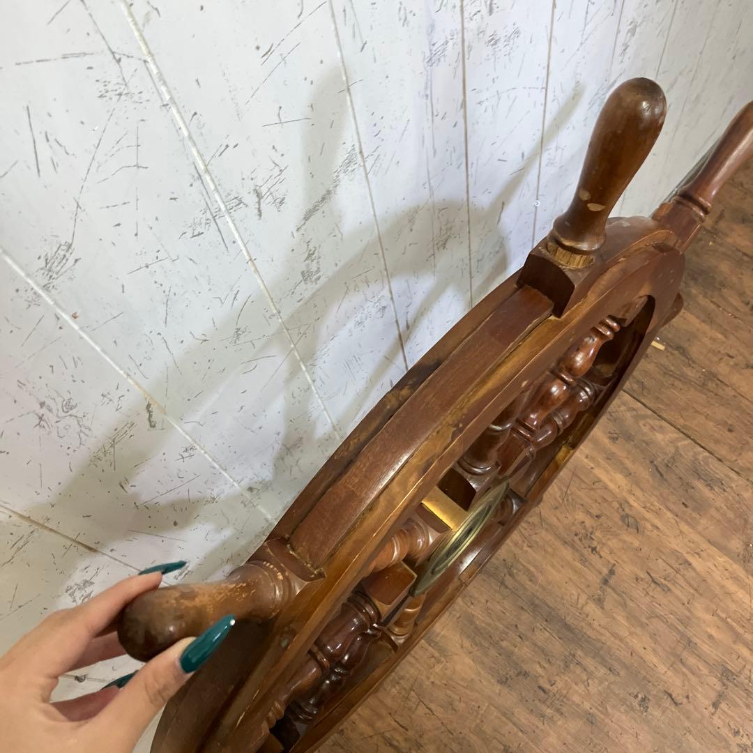 A-1 木製 船の舵輪 8本ハンドル マリンインテリア 操舵輪 ラット ハンドル