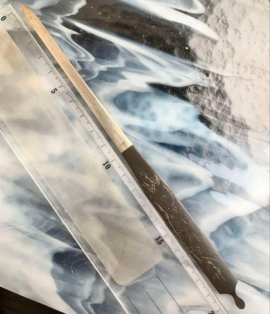 笄　兎動物図　銘: 鯉城住 良鐘　刀装具（15cm以下の合法サイズ）