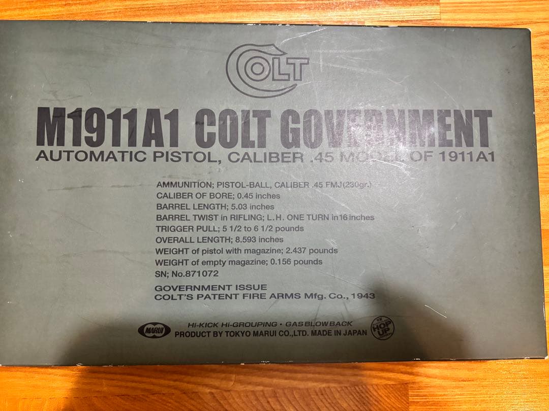 M1911A1 COLT GOVERNMENT ガスガン