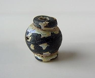 ★P0701★古代ローマ　上質美形　銀化　ガラスビーズ　襟付　金パティナ