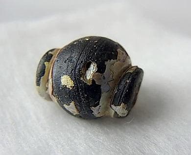 ★P0701★古代ローマ　上質美形　銀化　ガラスビーズ　襟付　金パティナ