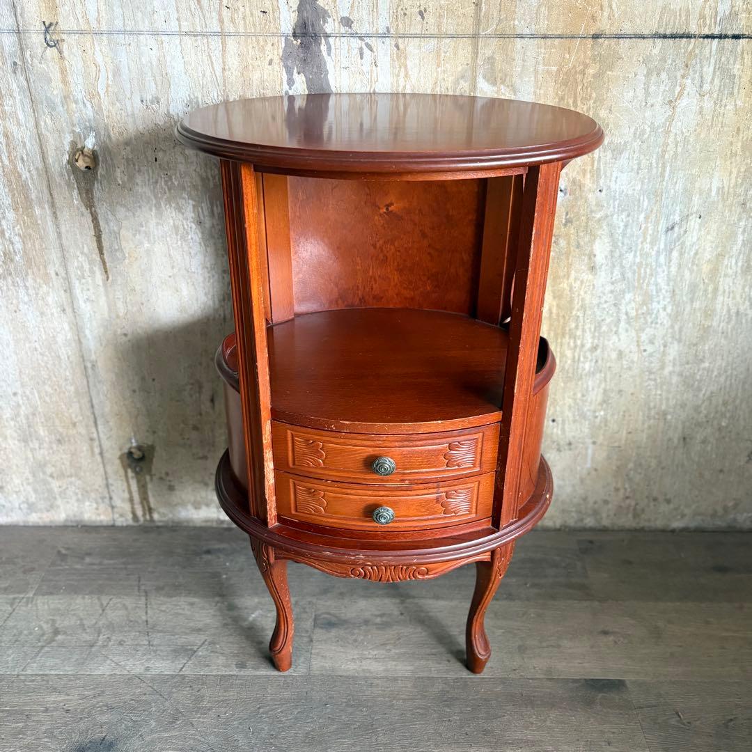 イタリア　猫脚コンソールドロワー　電話台　ヴィンテージ