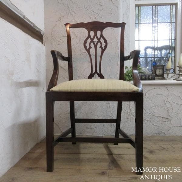 イギリス アンティーク 家具 アームチェア チッペンデール 英国 4517e