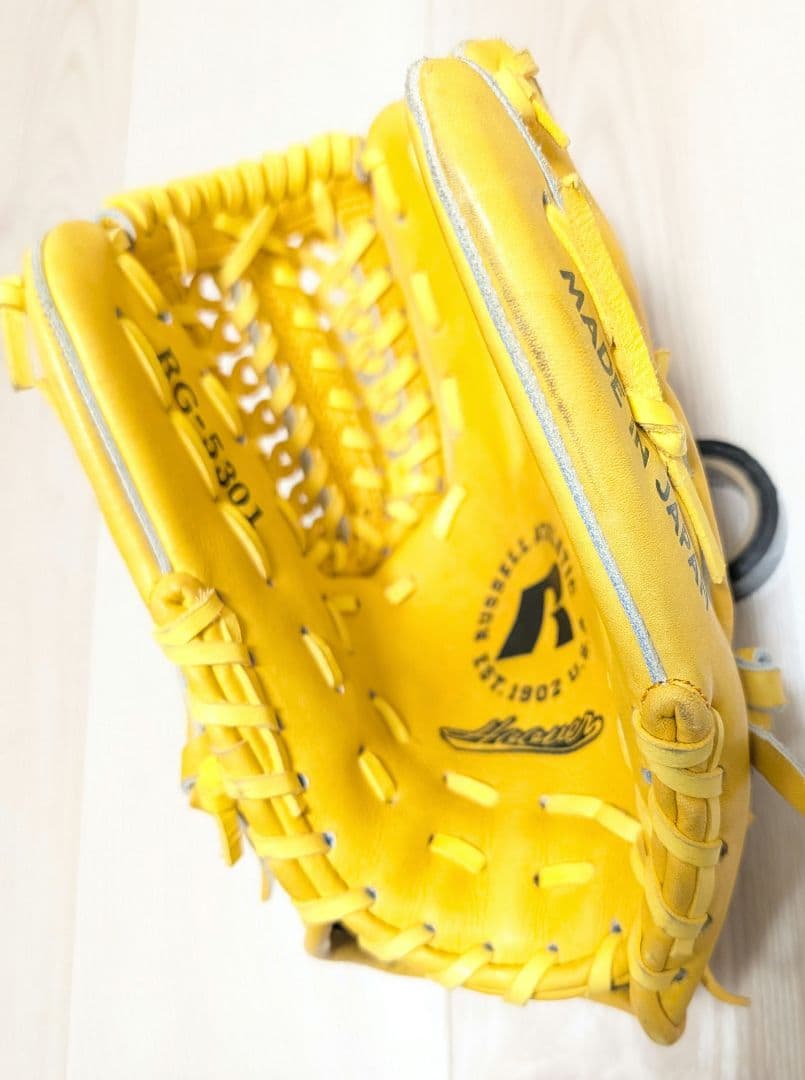 イエロー 軟式野球グローブ 日本製 ラッセルアスレティック