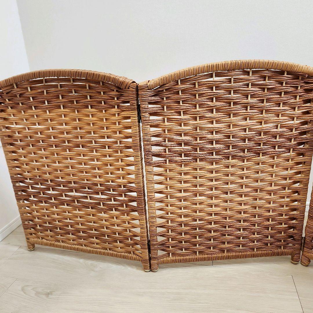 【2個セット】ペピー 軽量ついたてペットゲート ラタン調 折り畳みパーテーション