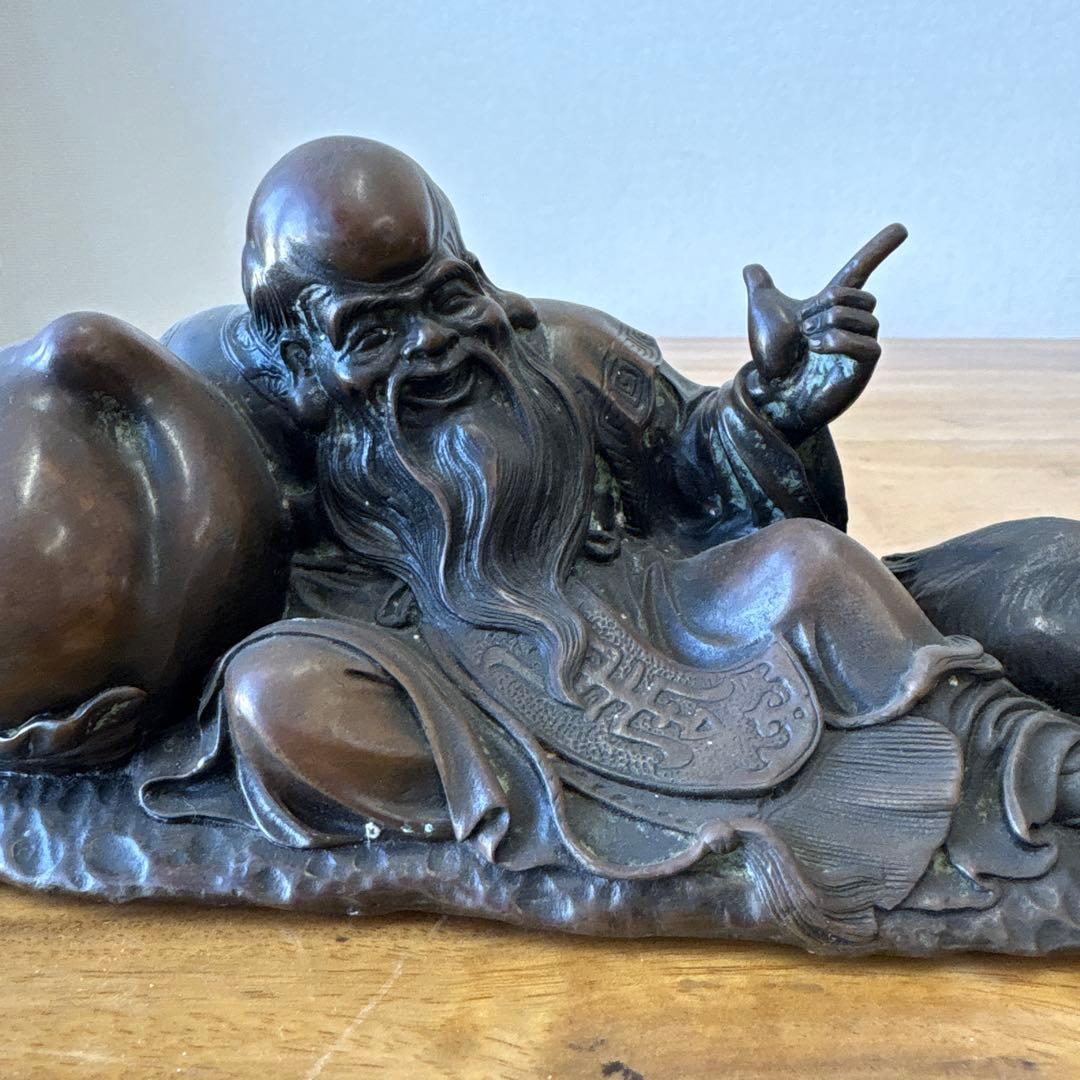 鹿　仙人　寿老人　置物　銅製インテリア