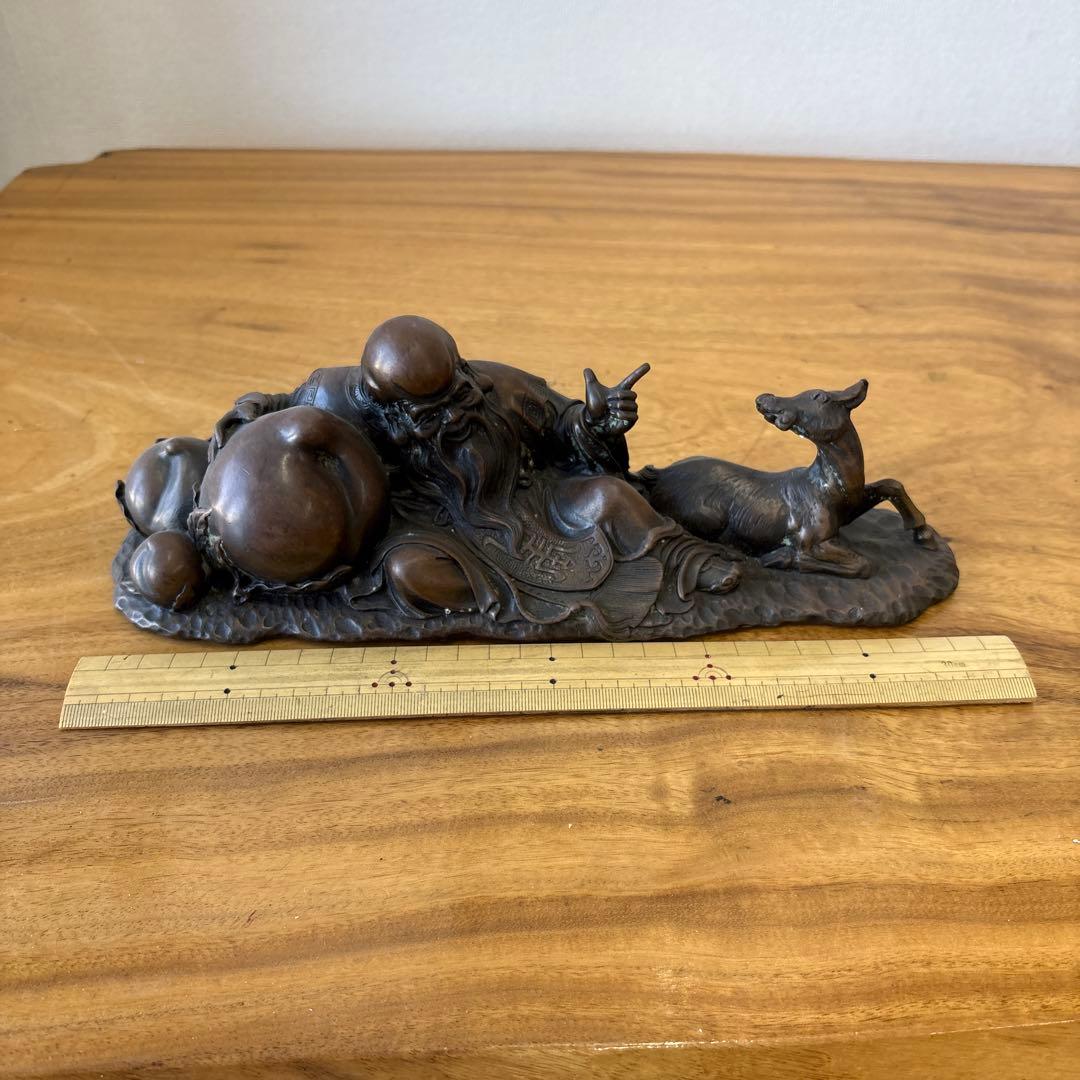 鹿　仙人　寿老人　置物　銅製インテリア