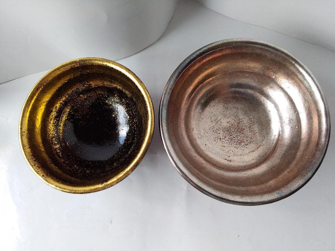 はるこ佐々木昭楽 表千家 即中斎好写 嶋台茶碗 金彩 銀彩茶碗茶道具抹茶碗