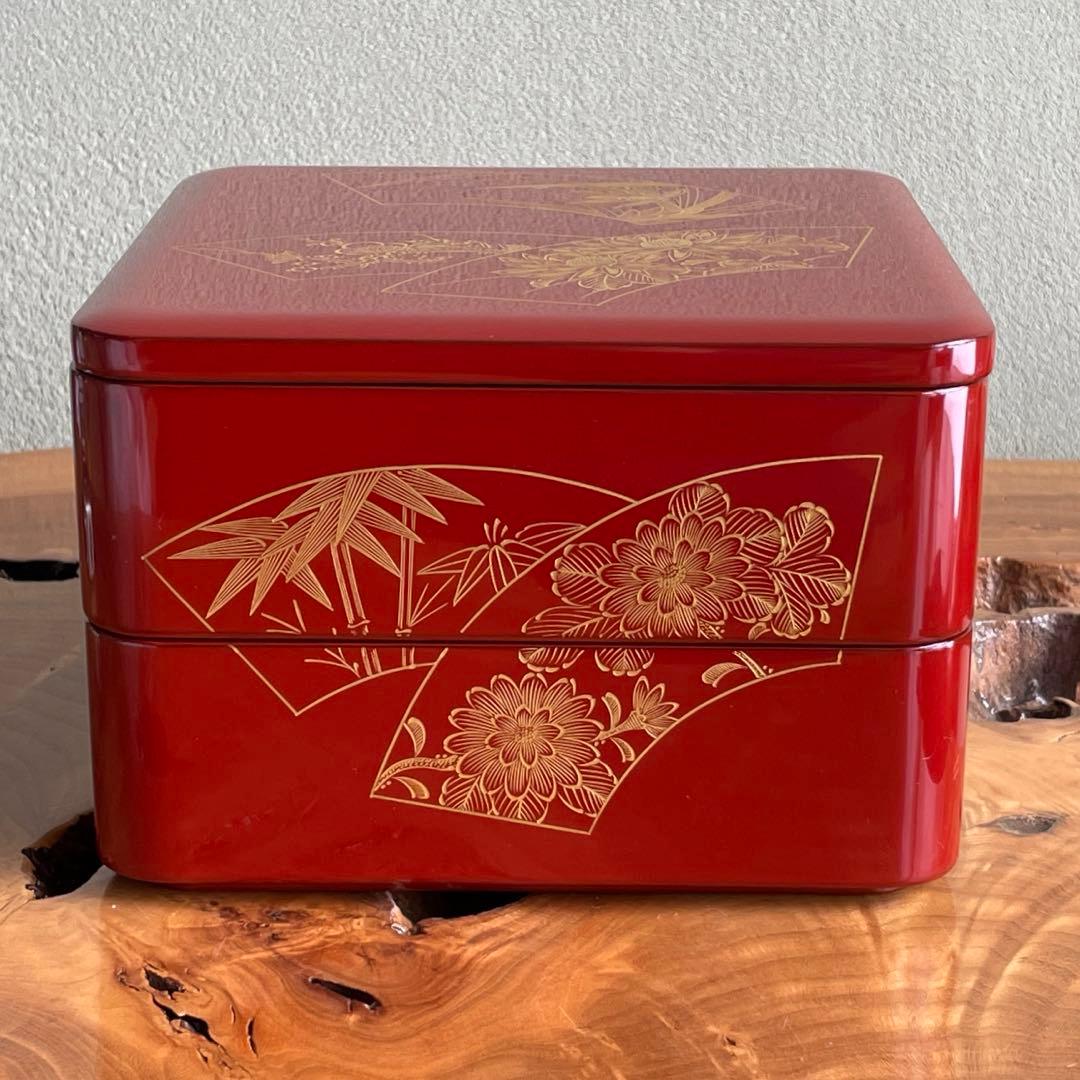 輪島塗 沈金 二段重 四君子 お重 漆器 定価70.000円