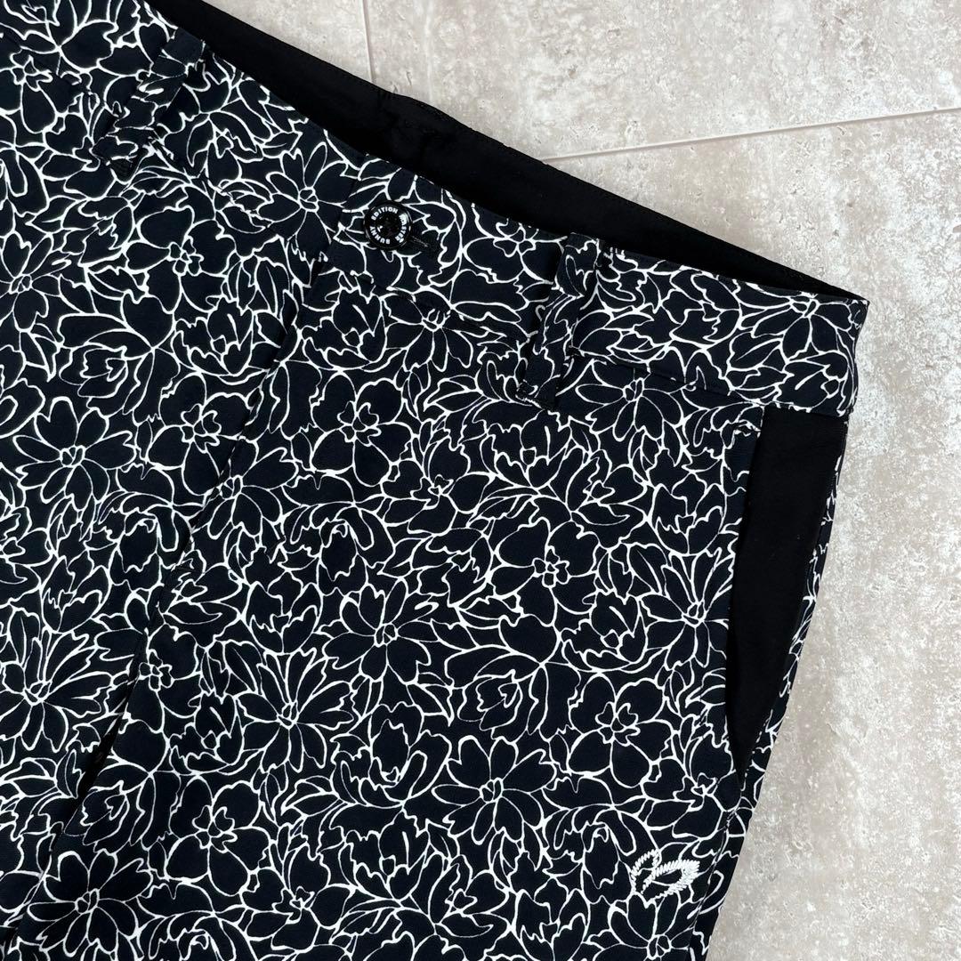 【マスターバニーエディション】ロングパンツ　花柄　黒x白　インナーガードル
