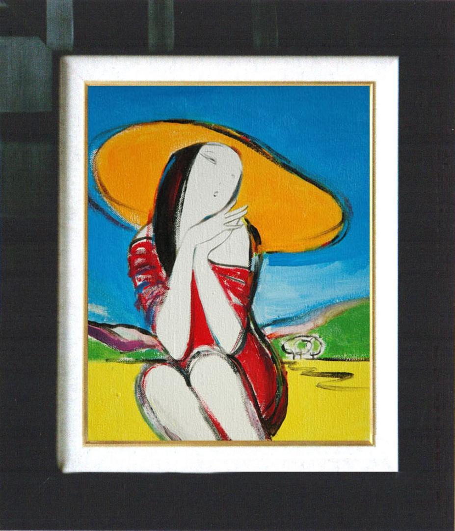 油絵 菅家令子 絵 絵画インテリア額付(白) F3-010511 女性 夢子さん