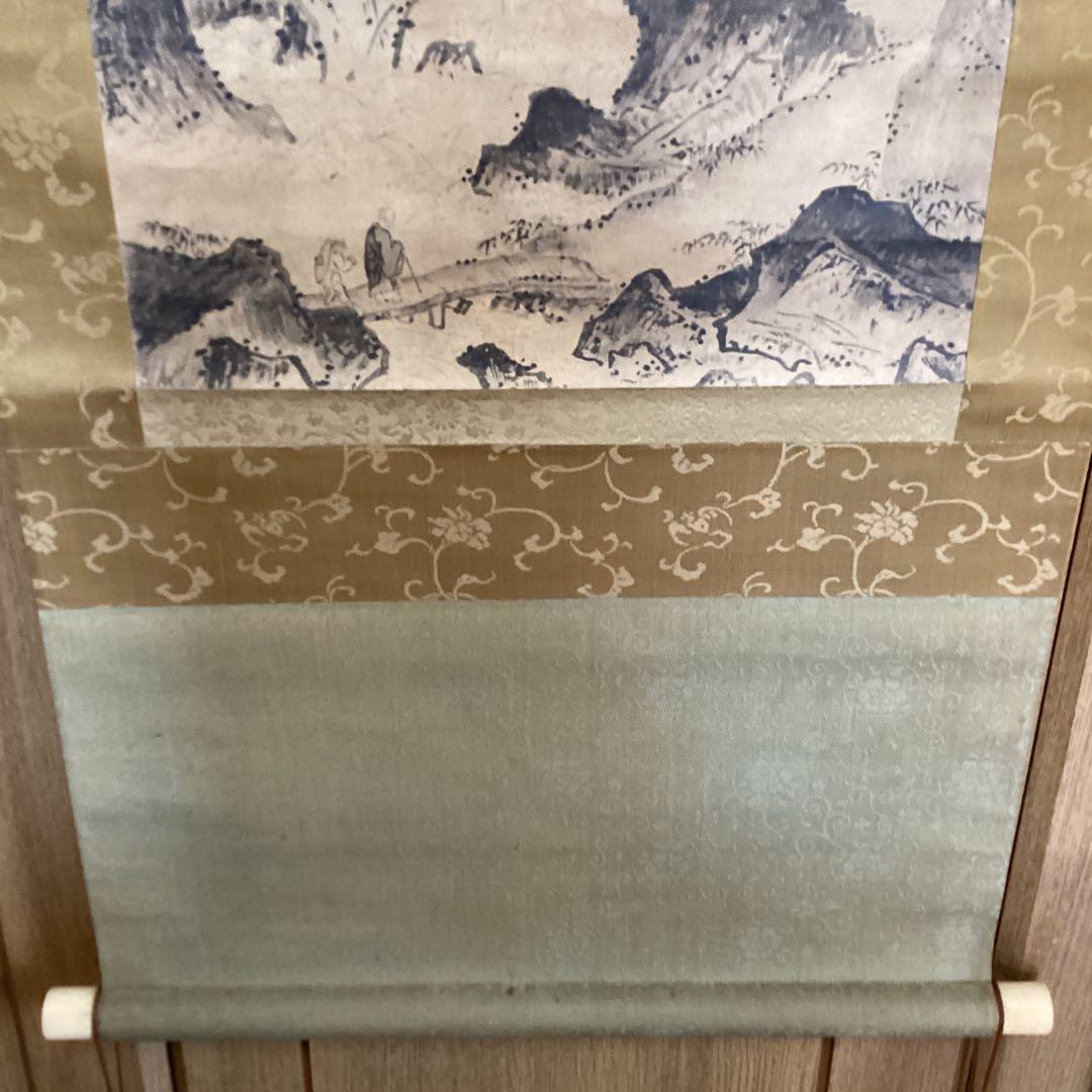 芸阿弥《観瀑図》複製画　《京都五山　月翁周鏡　蘭坡　横川景三》　室町期作品 レア