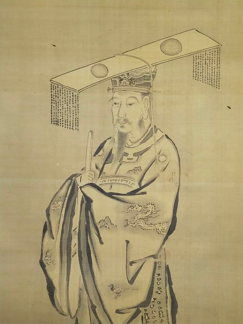 ♥掛軸　大岡（法眼）春卜　中国　人物　桐箱付き　掛け軸　骨董品