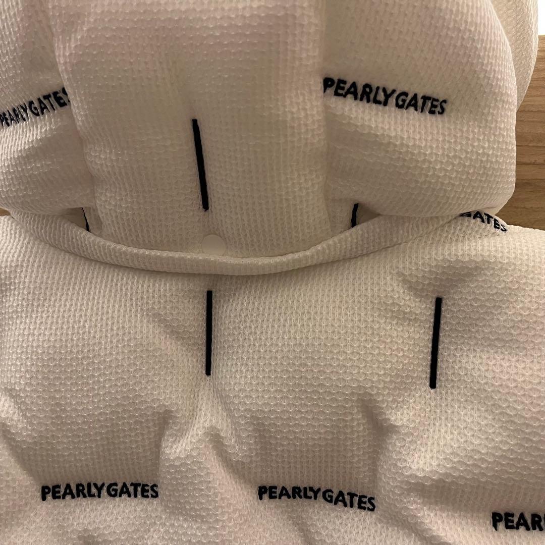 新品★42,900円 パーリーゲイツ ダウンベスト フード付き 白×紺ロゴ 1