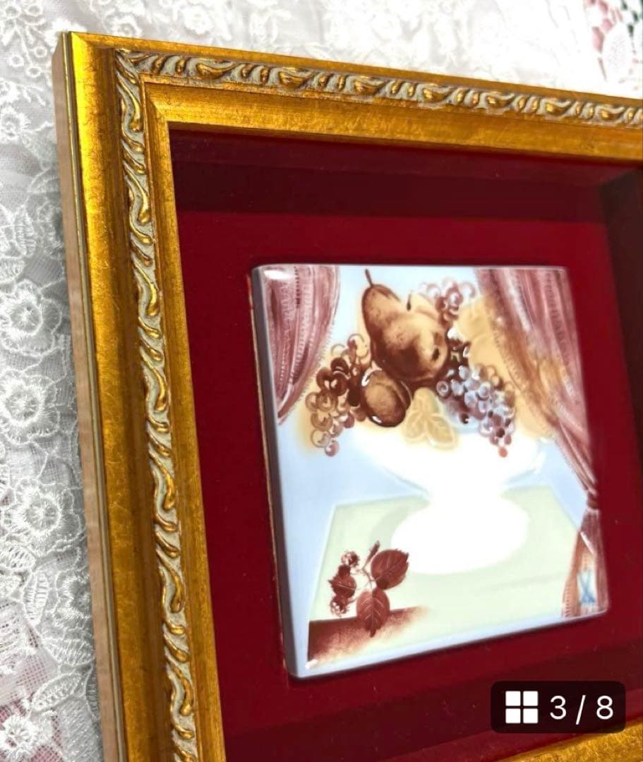 ★マイセン★陶板★フルーツ8.5㎝★新品未使用★一級品★【額装品17.5㎝】★