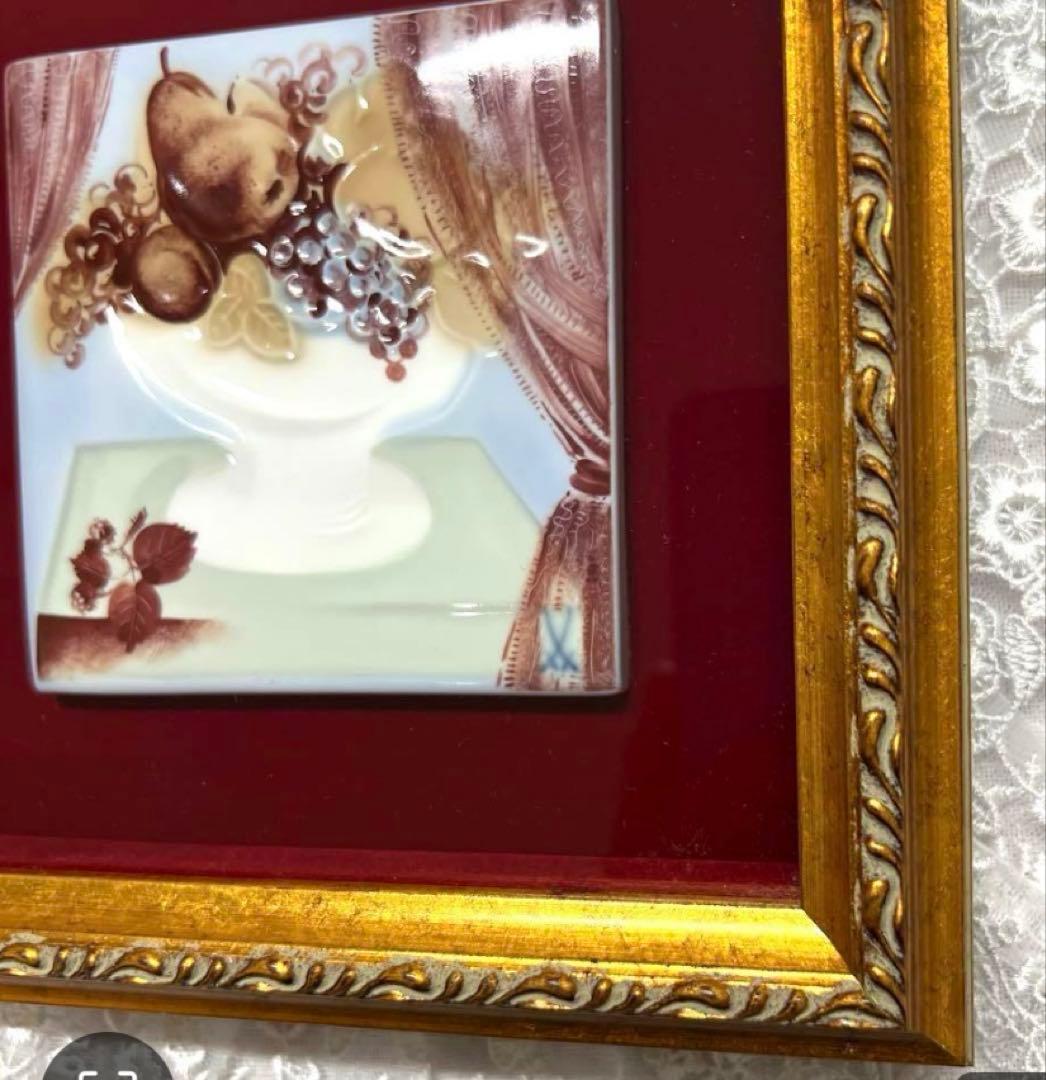 ★マイセン★陶板★フルーツ8.5㎝★新品未使用★一級品★【額装品17.5㎝】★