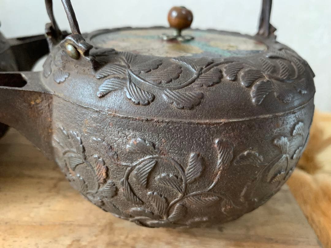 七宝蓋 銚子 一対 共箱 唐物 骨董 茶道具 鉄瓶