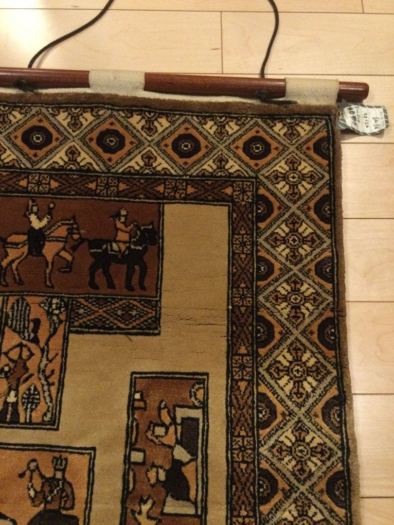 ⭐️中国美術　段通シルク100%壁掛け　150段　山繭　タグ付き