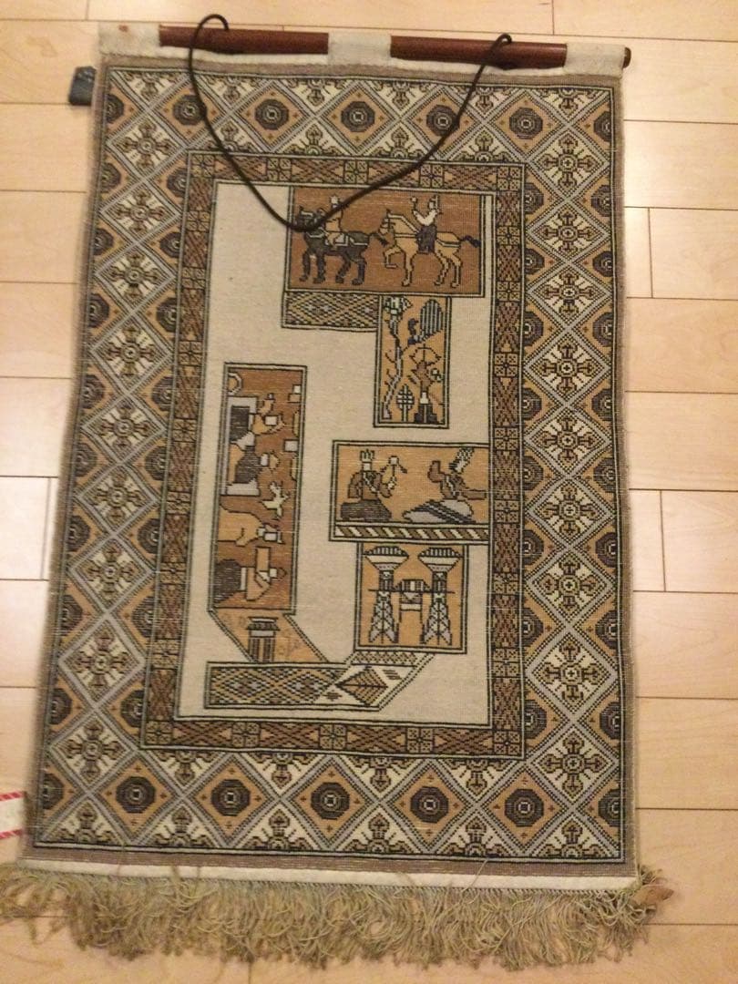 ⭐️中国美術　段通シルク100%壁掛け　150段　山繭　タグ付き