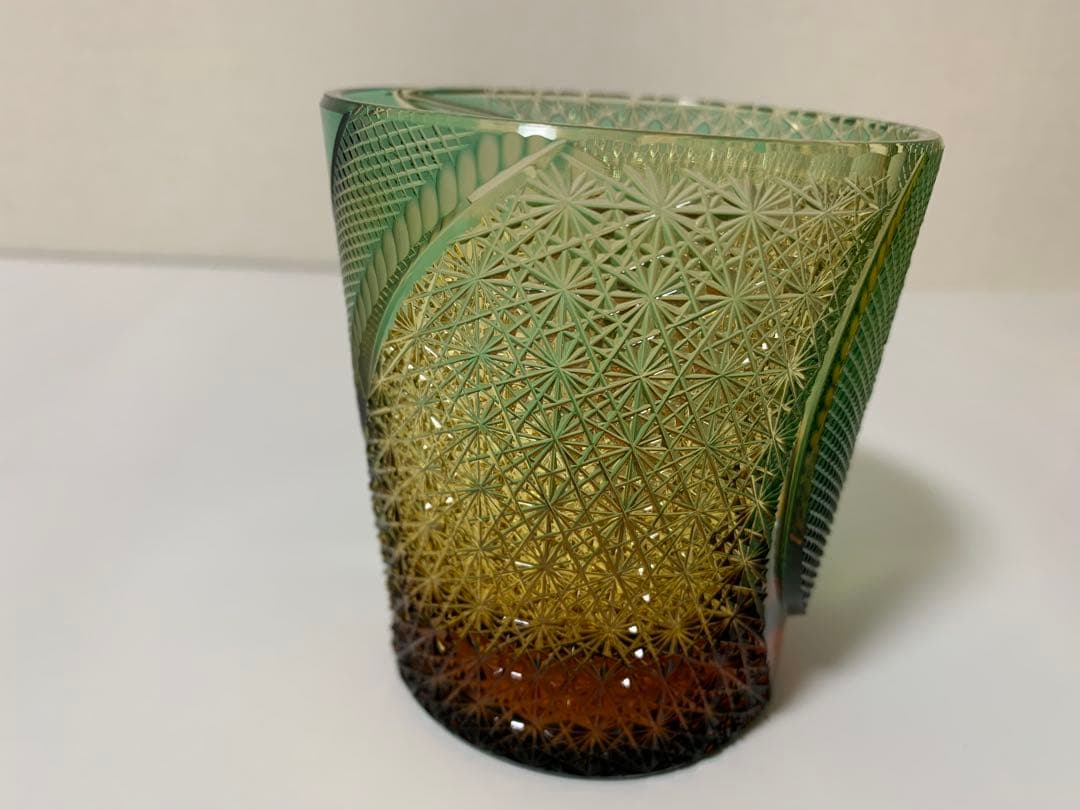 キ*ョ様 江戸切子　伝統工芸士但野英芳作　「蛇」　オールドグラス