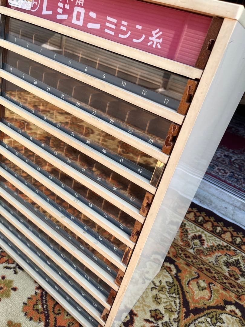 ⑥ ミシン糸ケース ミシン糸収納棚 昭和レトロ 当時物 インテリア アンティーク